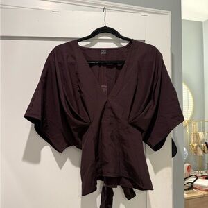 Amazon Women's Dark Brown Wrap Blouse